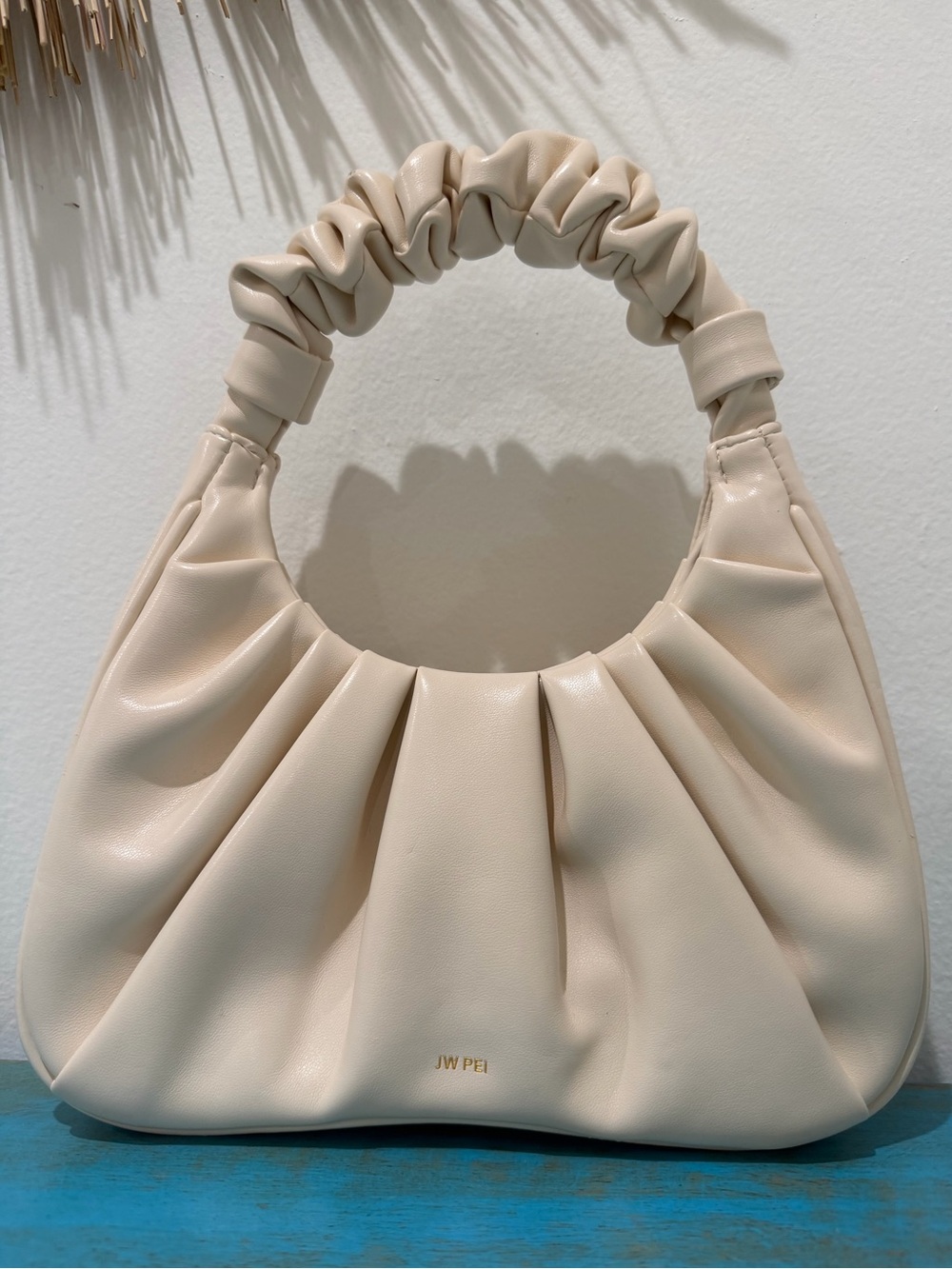 JW PEI Ivory Ruched Handle Hobo Shoulder Bag